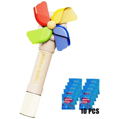 Moulin à Vent Électrique Coloré pour Enfants Machine à Bulles Avec Lumières Baguette à Bulles Portative Moulin à Vent Rotatif Entièrement Automatique Jouet