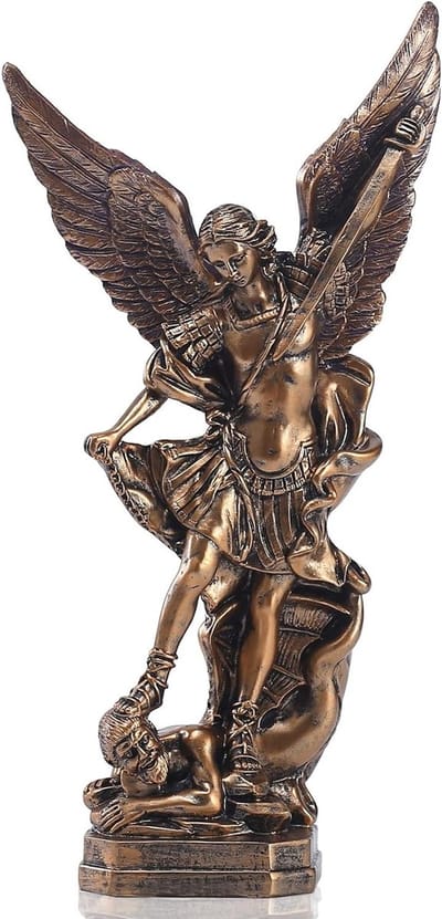 Dailygoods- Aartsengelbeeld 31,8 cm - St. Michael Beeld - Bronzen Hars - Decoratie - Verzameling - Onderhoudsvrij