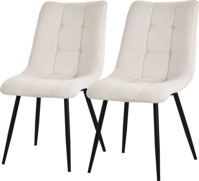 Eetkamerstoelen set van 2 beige keukenstoelen met polyester hoes en stalen poten ML design