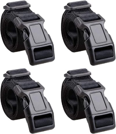 Set van 4 Bagagestraps met Snelle Ontgrendeling - Verstelbare Luggage Fasteners voor Koffers, Rugzakken en Pakketten (Zwart, 25mm Breed, 1m)