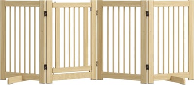 PawHut hondenhek - 204x75 cm - 4-delig - inklapbaar - met deur