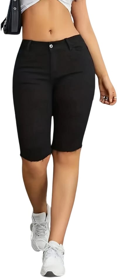 Livano Korte Broek Dames - Spijkerbroek - met Zakken - Volwassenen - Jongens - Shorts - Zwart - Maat L