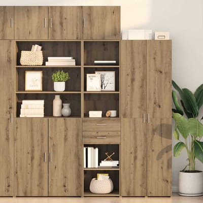 vidaXL - Highboard - Artisan - Eiken - 45 - x - 42,5 - x - 185 - cm - Bewerkt - hout