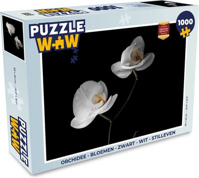 Puzzel Orchidee - Bloemen - Zwart - Wit - Stilleven - Legpuzzel - Puzzel 1000 stukjes volwassenen