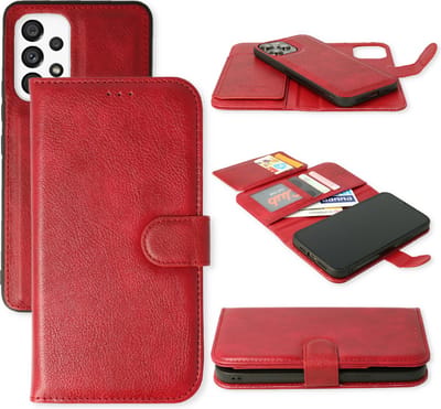 Casemania Hoesje Geschikt voor Samsung Galaxy A33 5G - Rood - 2 in 1 Luxe Kunstlederen Portemonnee Book Case met Extra Vakken