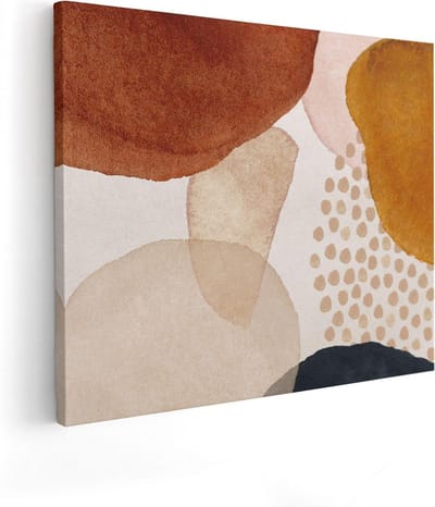 Artaza Canvas Schilderij Abstract Beige - 50x40 cm - Wanddecoratie Modern - Muurdecoratie Woonkamer - Kamer Accessoires Geometrisch
