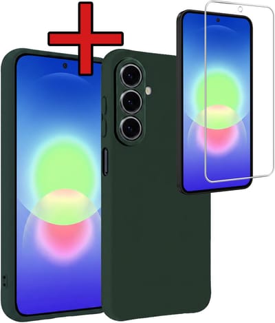 Hoesje - Met Screenprotector - Geschikt voor Samsung Galaxy A27 - Sterk & Shockproof - Telefoon Hoes - Back Cover - Siliconen Case - Telefoonhoes - Donkergroen