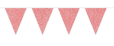 Folat - Vlaggenlijn Glitter Rood (6 meter) - Valentijnsdag versiering - Valentijnsdag cadeau - valentijnsdag