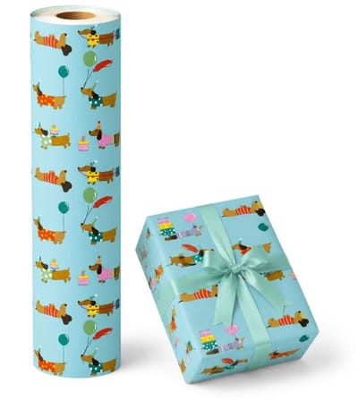 cadeaupapier op rol Hond Teckel Blauw 50 cm – Inpakpapier- Breedte 50 cm - 200m lang