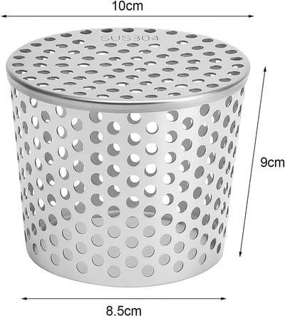 Dakgoot Bescherming - Bladfilter Regenpijp - Voorkomt Verstoppingen - Conisch Zeefontwerp - 9 x 10 x 8.5 cm - Zilver