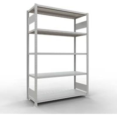 Schulte MULTIplus250 rekken zonder schroeven, basisrek, 5 legborden, tot 250 kg per legbord, zonder gereedschap monteerbaar, B 1300 x D 500 x H 2000, lichtgrijs