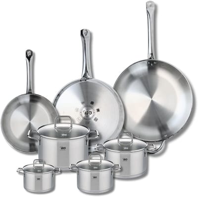 Set van 3 Kookpannen 24, 28 en 32 cm en 4 braadpannen 12, 14, 16 en 20 cm Elo Profi Citrin