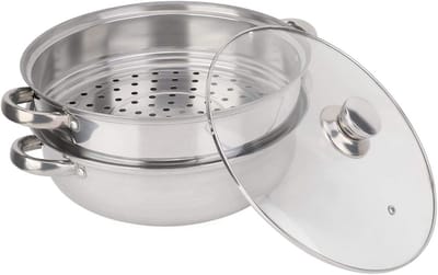 RVS Stoompan met 2 Lagen - 27cm - Dubbele Stoommand voor Gezond Koken