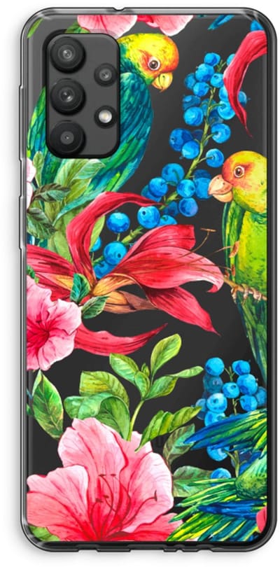 Case Company® - Hoesje geschikt voor Samsung Galaxy A32 4G hoesje - Papegaaien - Soft Cover Telefoonhoesje - Bescherming aan alle Kanten en Schermrand