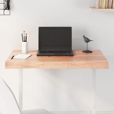 Tafelblad Eikenhout - Werkblad Massief - Tafel Opknappen - Handgemaakt Natuurlijke Rand - 80 x 40 cm - Middelbruin