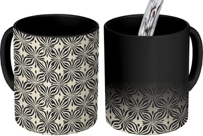 Magische Mok - Foto op Warmte Mokken - Koffiemok - Grafisch - Patroon - Zwart - Magic Mok - Beker - 350 ML - Theemok