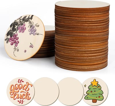 Houten Platen Knutselen - Houtschijven Rond - Creatief Hobby Gebruik - Glad Multiplex Oppervlak - 10 cm Diameter - Natuurlijk Hout