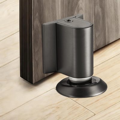 Verstelbare Magnetische Deurstoppers voor Alle Harde Vloeren, Geluidsarm en Inclusief Lijm en Schroeven (Grijs)
