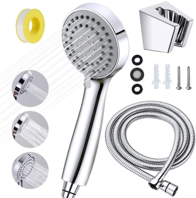 Dailygoods- Douchekop Waterbesparend - Handdouche met Slang 1,55 m - Douchekop Hoge Druk - 3 Spuittypen - Gebruiksvriendelijke Handgreep - Geschikt voor Lage Waterdruk