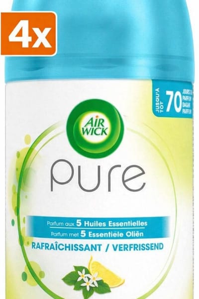 (4x) Air Wick Freshmatic - Luchtverfrisser Navulling - Pure Essentiële Oliën Verfrissend - 250ml