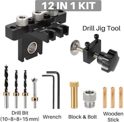 Boormal Set 3-in-1 - Professioneel Timmergereedschap met Verstelbare Klem en Schaal voor Houten Meubels