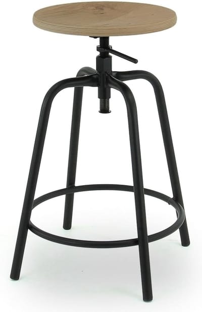 Workliving Barkruk Laag Rond Blank Eiken - 57-65 CM