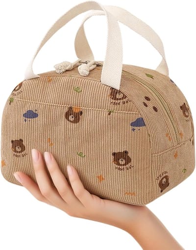 Isolerende Lunchtas, 6.5L Vouwbare Thermotas, Handige Lunchbox voor School, Kantoor en Picknick met Berenmotief