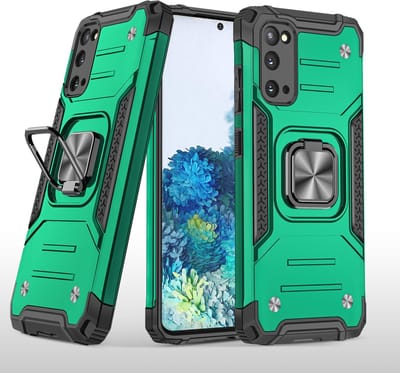 Hoesje Geschikt Voor Samsung Galaxy S20 Hoesje - Heavy Duty Armor hoesje Groen - Galaxy S20 silicone TPU hybride hoesje Kickstand ringhouder met Magnetisch Auto Mount