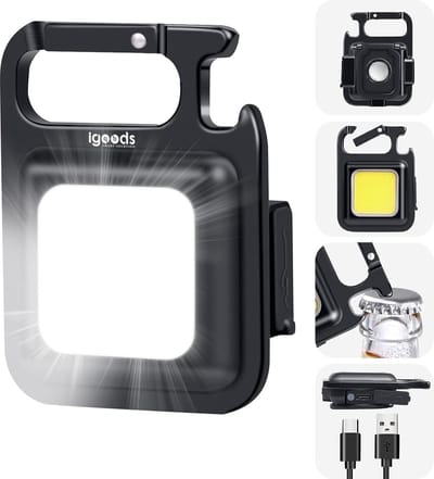 Igoods Werklamp - 2-In-1 Sleutelhanger - Flesopener - Mini Zaklamp - Cob Led - 230Lm