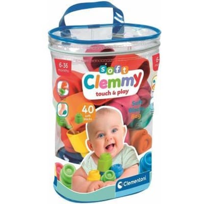 Clementoni 40x Soft Clemmy Stapelblokken - Baby Speelgoed Blokken - Zachte Foam Speelblokken - Sensorisch Speelgoed voor 6 - 36 maanden