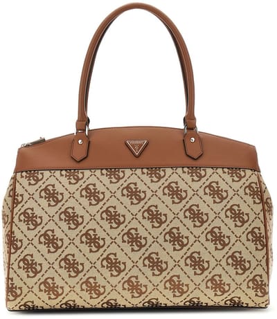 GUESS schoudertas reistas Audrey Logo Deluxe Dome Tote Cognac Logo bruine