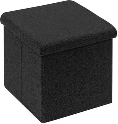 Opvouwbare Zitkubus met Opbergruimte - Zwarte Fluwelen Voetenbank 40 x 40 x 40 cm
