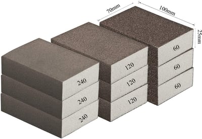 Schuurspons/schuurblok, grof medium fijne set, per korrel 3 x 60/120/240, doe-het-zelf, handschuurmachine geschikt voor verschillende materialen, hoogwaardig handschuurblok, schuurblok, schuurblok
