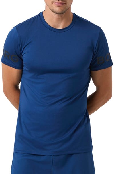 Björn Borg Sportshirt Heren Korte Mouw - Donkerblauw - Gerecycled Polyester - Maat XXL