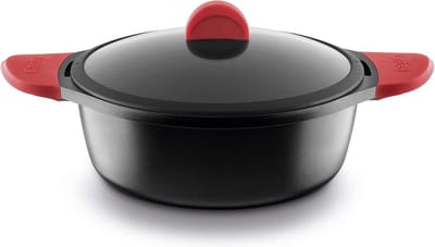 Hoge braadpan 28 cm met glasplaat voor inductiekoken