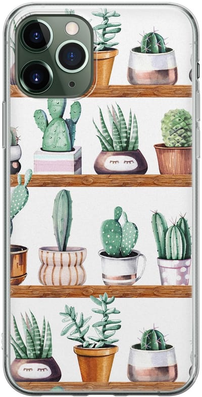Leuke Telefoonhoesjes - Hoesje geschikt voor iPhone 11 Pro Max - Cactus - Soft case - TPU - Planten - Groen