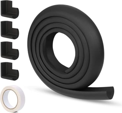 Kindvriendelijke Hoek- en Randbescherming voor Tafel en Meubels - Extra Dikke Rubber Bescherming met 4 Hoekbeschermers voor Veiligheid en Anti-botsing (Zwart)