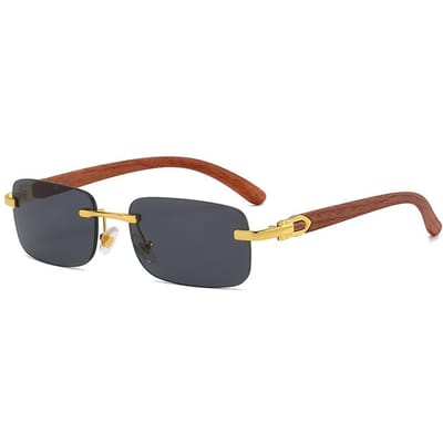 Mode Vintage Kleine Randloze Vierkante Zonnebril Dames Heren Luxe Merk Designer Houten Zonnebril UV400 as the picture brown