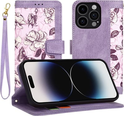 Hoesje geschikt voor Apple iPhone 14 Pro - Techsuit FlipCraft Book Wallet Case met koord - Mysterious Purple