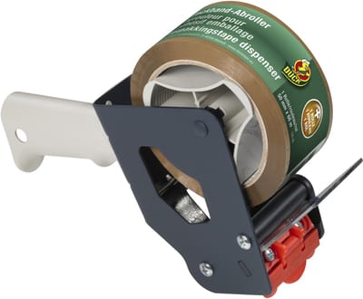 Duck Set Afrolapparaat en Tape - 48 mm x 66 m - Verpakkingstape voor Pakjes en Cadeaus - Stevige Handafroller voor Tape tot 50 mm Breed - Kunststof - Bruin - Ideaal voor Inpakken en Verzenden
