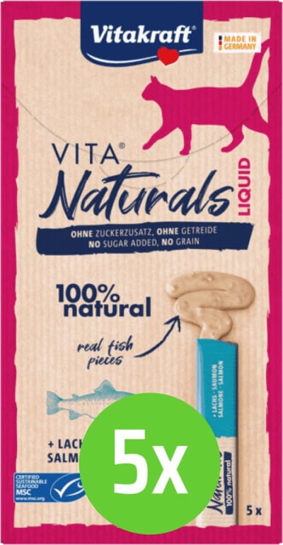 Vitakraft Vita Naturals Liquid Snack Zalm 5 stuks - 5 verpakkingen