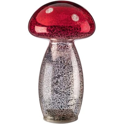 LIVARNO Glazen LED-paddenstoel (Rood zilveren paddenstoel)