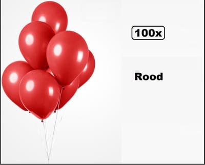 100x Ballonnen rood 27cm - Carnaval thema feest party oud en nieuw festival