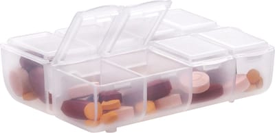 kwmobile pillendoos met 8 vakken - Medicijndoos in mat transparant - Makkelijk te openen pillendoosje - Medicijndoosje voor elke dag