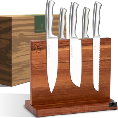 SnelShoppen - Magnetisch Messenblok 31 cm van Edel Acaciahout - Ongevuld Messenhouder voor Keuken - Stijlvolle Messenstandaard - Ideaal voor Koks en K