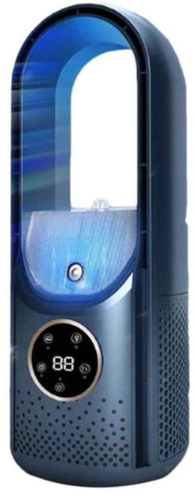Mini-desktopluchtkoeler - Draagbare mini-airconditioner - Ventilator met 6 snelheden - Koel- en bevochtigingsventilator voor op kantoor - Compact en draagbaar - Stille werking - Geen slang of afvoerbuis nodig - Blauw