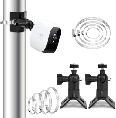 Universele Post Mount voor Eufycam 2C/2C Pro, Eufycam 2/2Pro, Eufycam E, Solocam E20/E40/L20 - Verstelbare Beugel voor Ringcamera's, Bevestigingsset (2 Stuks - Zwart)