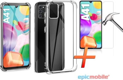 Hoesje geschikt voor Samsung Galaxy A41 Hoesje - Anti Shock Silicone Hoes Back Cover Transparant + 1x Screen protector - EPICMOBILE
