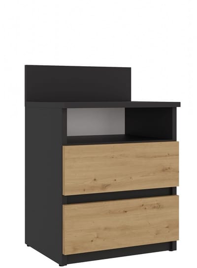 Malwa M1 - Nachtkastje - 2 lades - Antraciet/Eik Artisan - Modern design