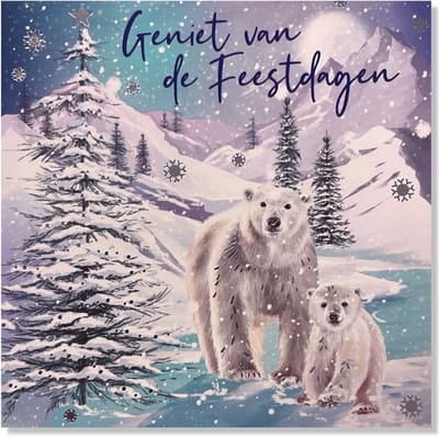 Luxe Kerstkaart - 11,5x11,5cm - Gevouwen Foliekaart met envelop